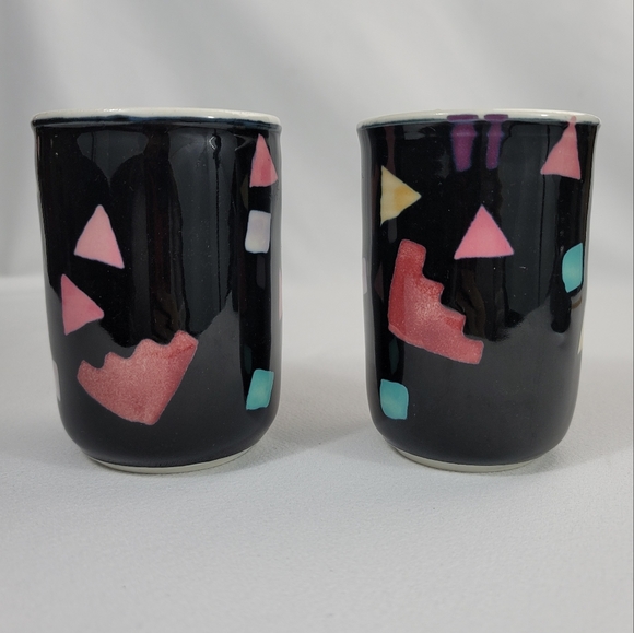 Studio Pottery Painted Geometric Shapes Glazed Pottery OOAK - Picture 3 of 12